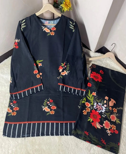 Women's Digital Printed Doria Lawn Cord Set 2PC | Soft Doria Lawn Summer Dress | Casual Printed Co-Ord Set | Stylish Ladies Outfit | Ready to Wear