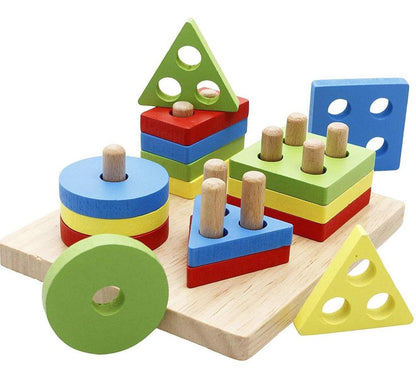 Wooden Shapes Sorter Toy for Kids Educational Play