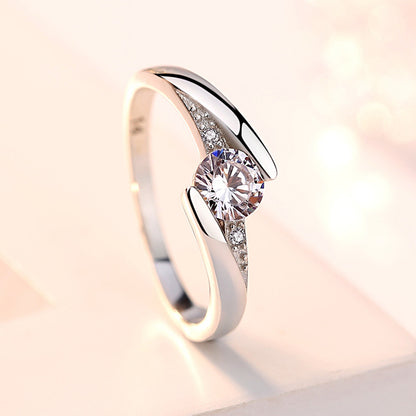 Sterling Silver Korean Diamond Wedding Ring