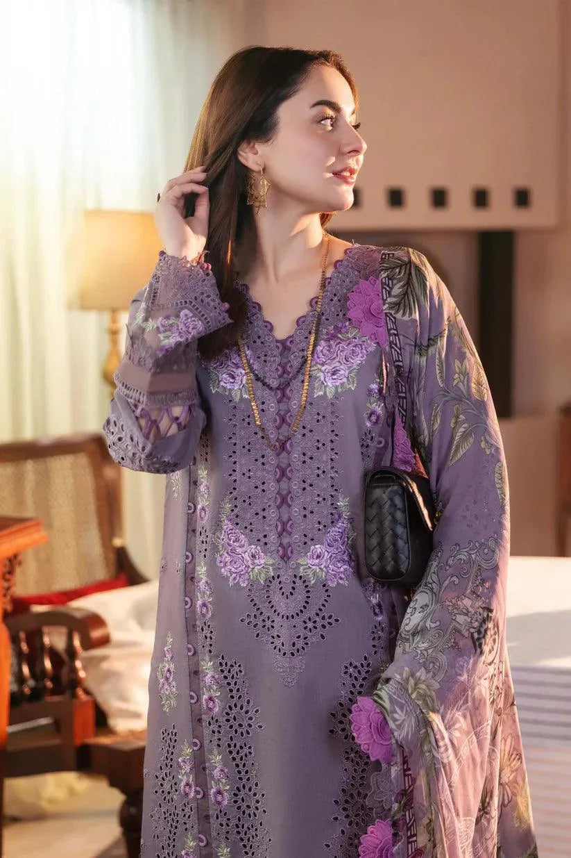 Lilac Embroidered 3-Piece Lawn Suit for Women