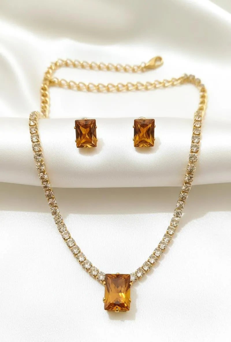 Red Gemstone Pendant Set for Weddings & Festivals