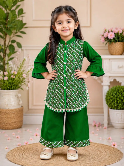 14 August 2 Pcs Girl's Fancy Embroidered Shirt And Trouser Set