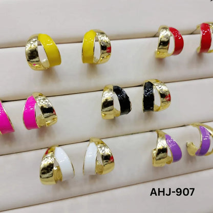Two-Layer Korean Hoop Earrings Beige Brown Red Black White Purple Orange Blue