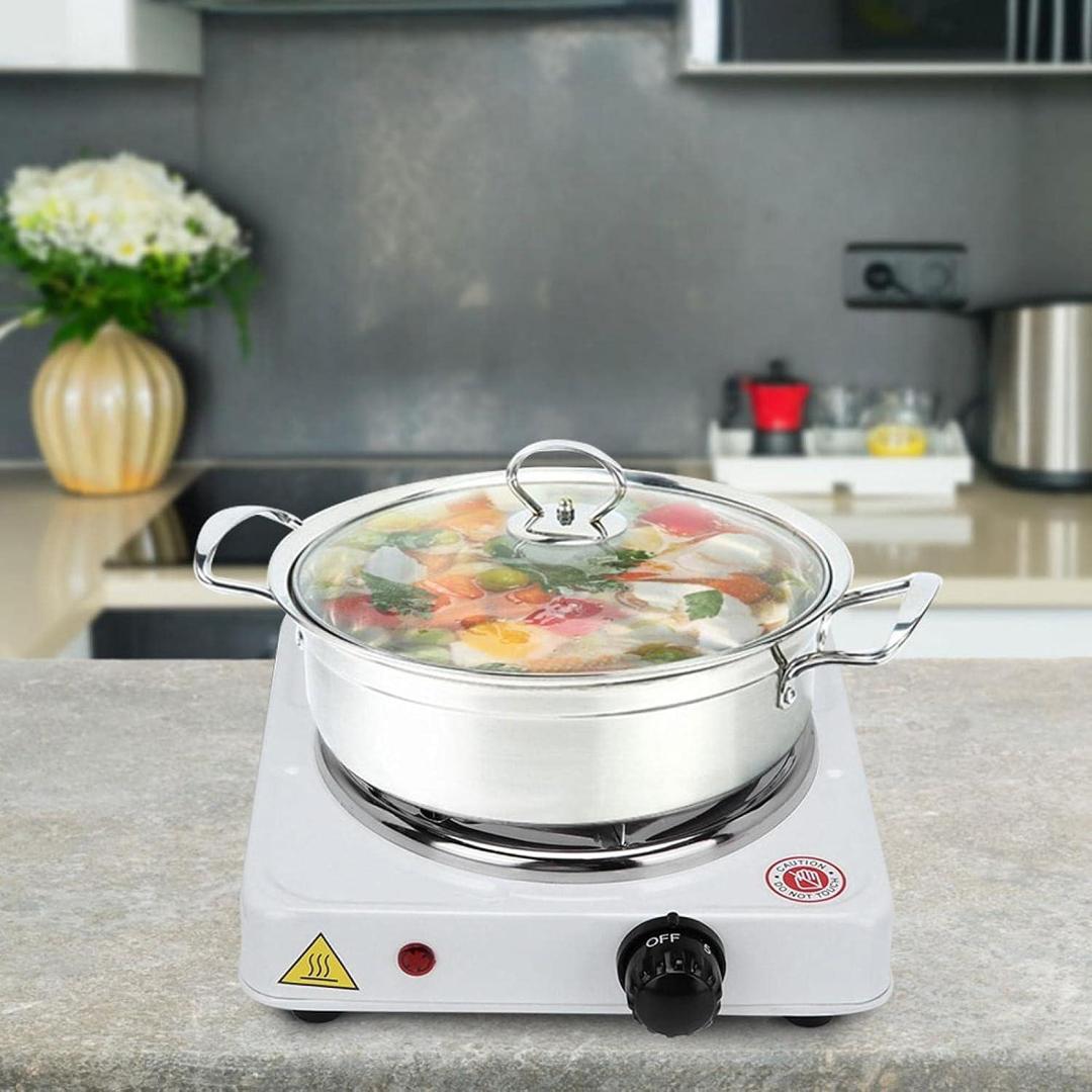 Portable Electric Stove Stainless Steel White Compact