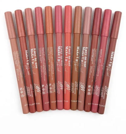 6 Pcs Velvet Creamy Nude Shades Lip Pencils, High Pigmented, For Nude Lips