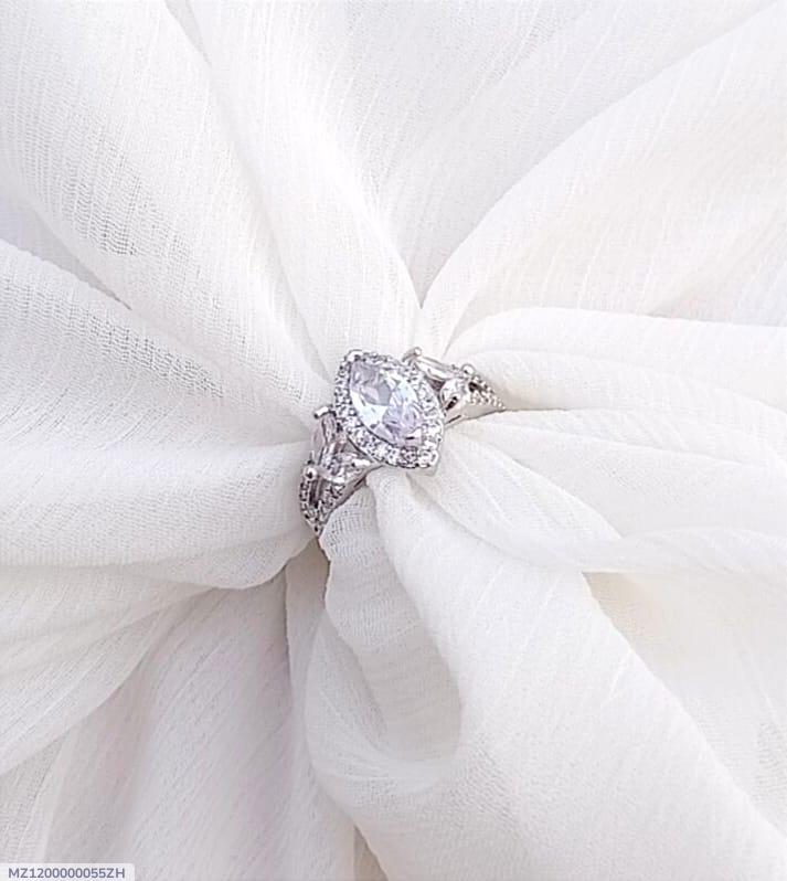 Modern Silver Plated Crystal Ring for Women