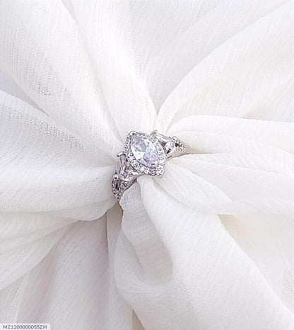 Modern Silver Plated Crystal Ring for Women