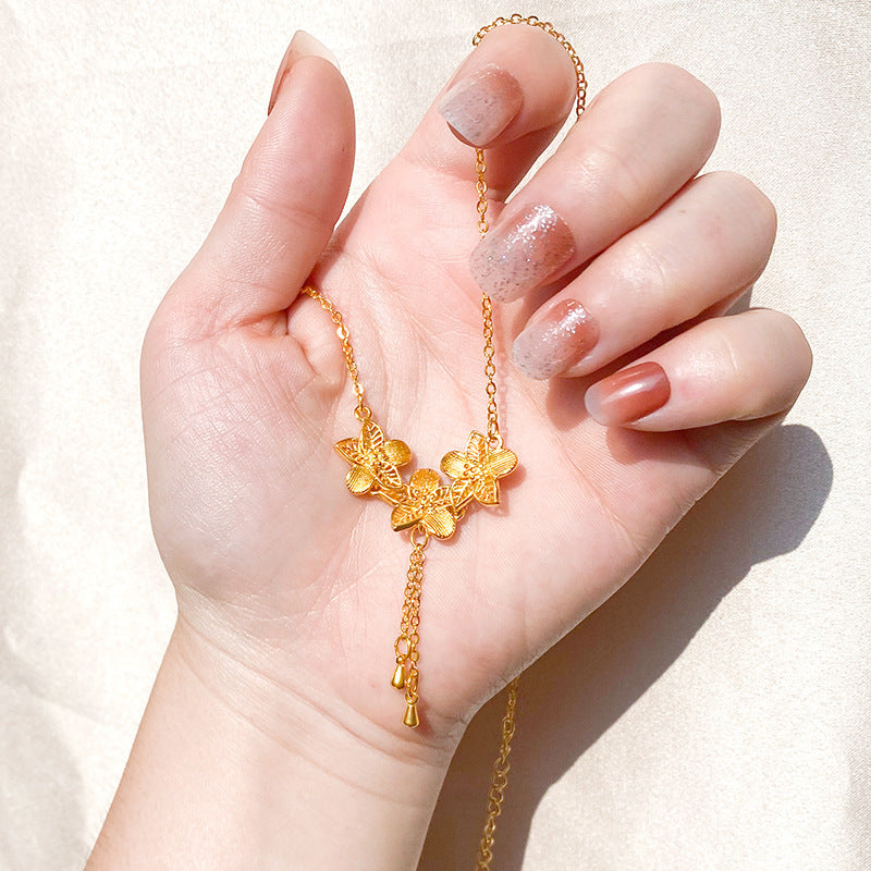 Gold Flower Necklace for Women Wedding Retro Style
