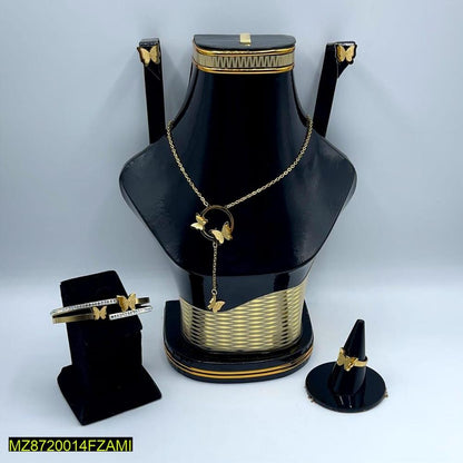 Golden Plated Butterfly Necklace Set for Pakistani Women