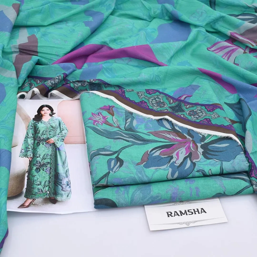 3 Pcs Women's Unstitched Digital Print Suit