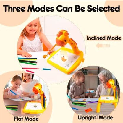 LED Projection Drawing Board for Kids Yellow 3-in-1 Creative Toy