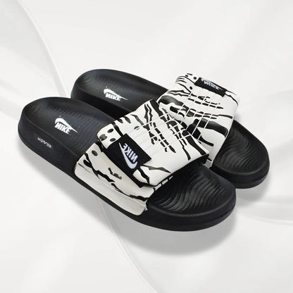 Nike Logo Slide Slippers Black White Patterned
