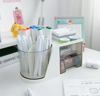 Rotating Makeup Organizer with Transparent Drawers