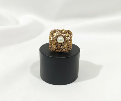 White Adjustable Ring for Wedding & Eid Wear