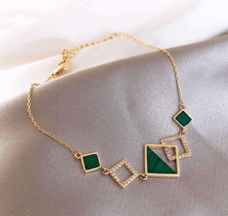 Gold Plated Green Stone Bracelet for Women