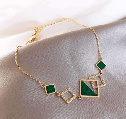 Gold Plated Green Stone Bracelet for Women