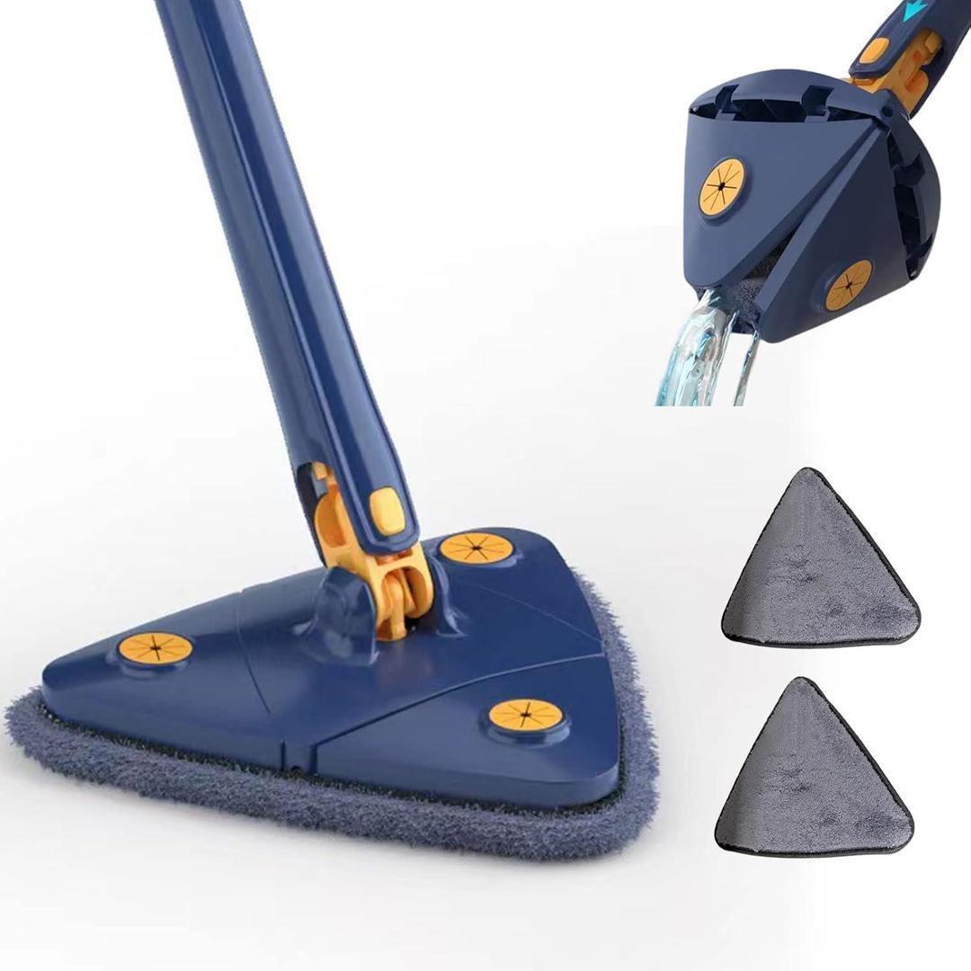 Compact Blue Mop with Microfiber Pads for Home Office