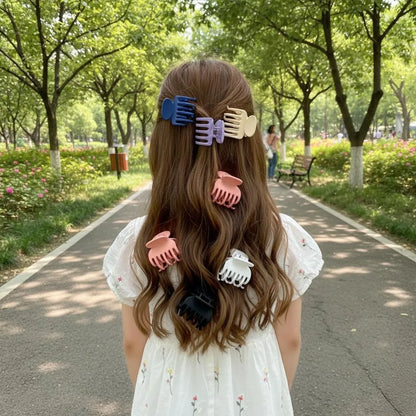 Multicolor Hair Clip Set for Girls - 12 Pcs ABS Plastic