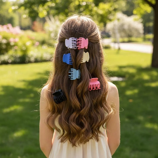 Multicolor Hair Clip Set for Girls - 12 Pcs ABS Plastic