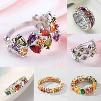 Colorful Zircon Ring Korean Style Affordable Jewelry