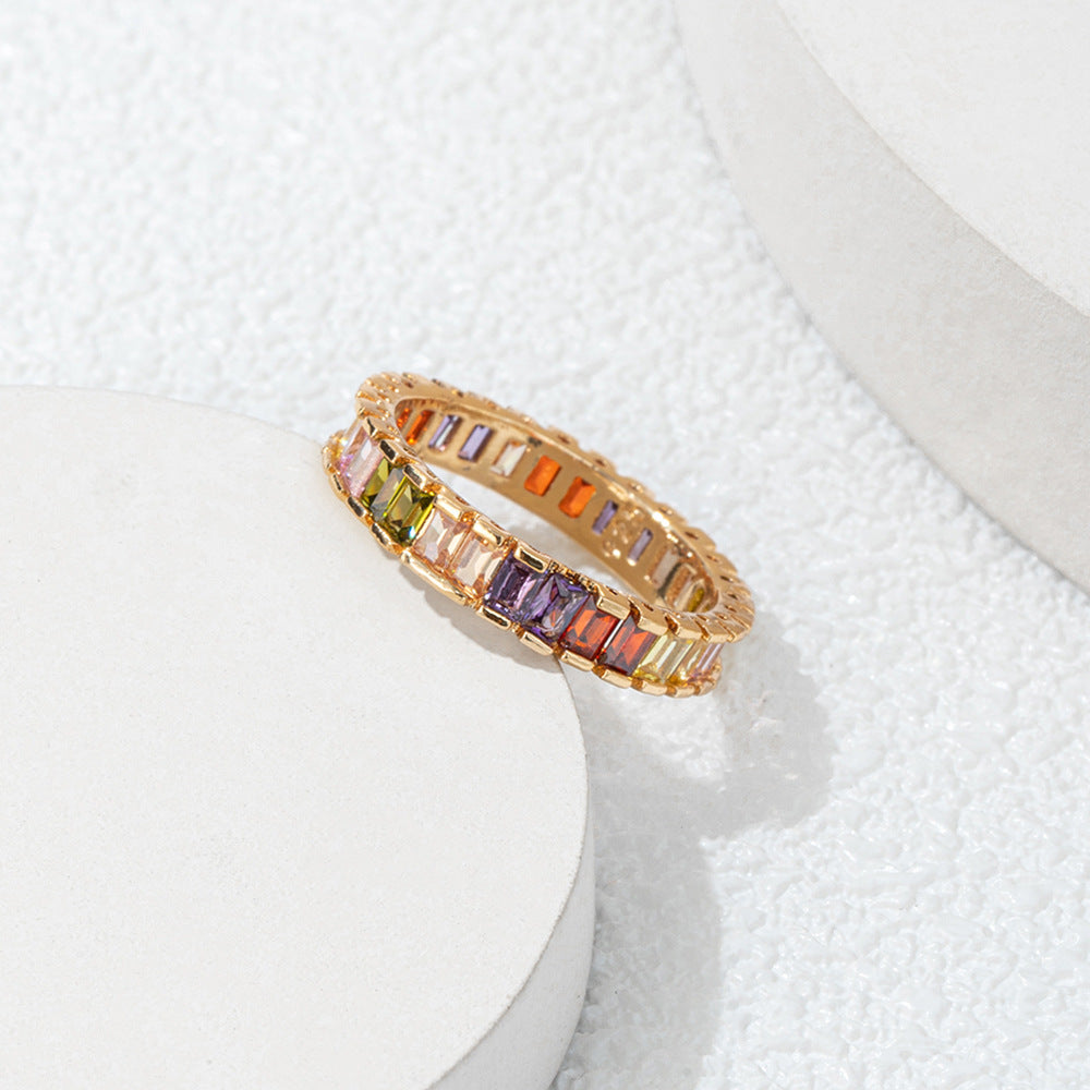 Colorful Zircon Ring Korean Style Affordable Jewelry