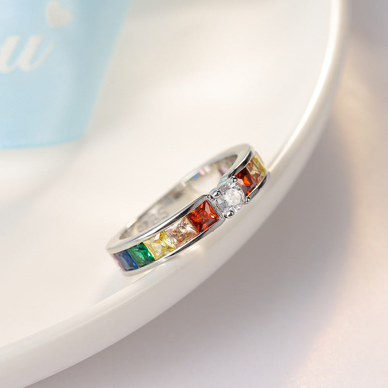 Colorful Zircon Ring Korean Style Affordable Jewelry