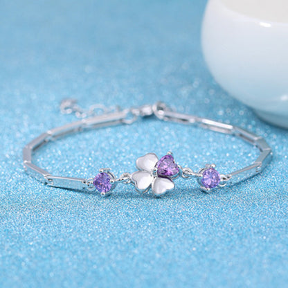 Silver Plated Four Leaf Clover Bracelet for Women