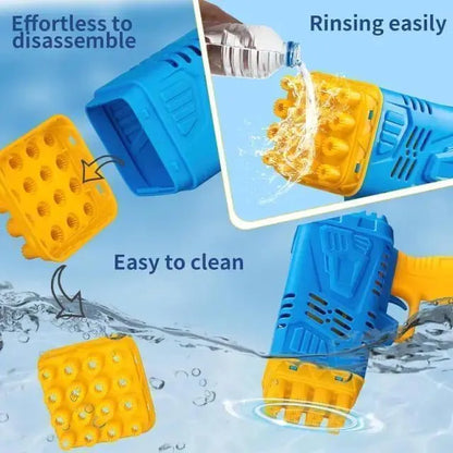 Bubble Gun for Kids Blue Yellow Plastic Toy