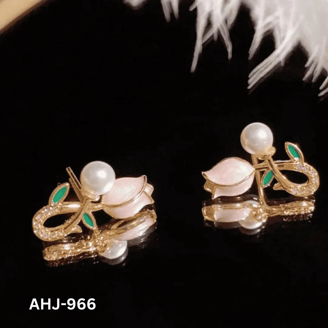 Elegant Flower Zircon Pearl Earrings for Women