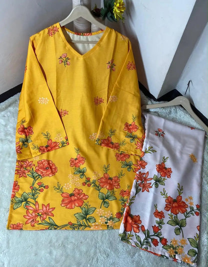 Women's Digital Printed Doria Lawn Cord Set 2PC | Soft Doria Lawn Summer Dress | Casual Printed Co-Ord Set | Stylish Ladies Outfit | Ready to Wear