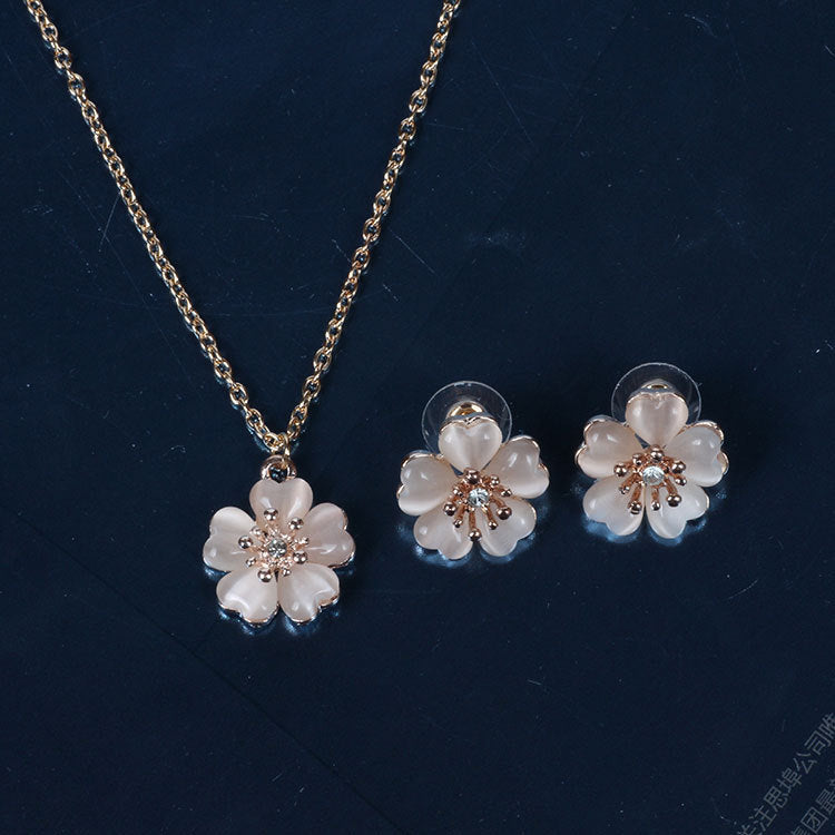 Opal Cherry Blossom Jewelry Set for Pakistani Brides