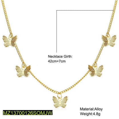 Golden Butterfly Chain Necklace Adjustable Gold Plated