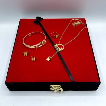 Golden Plated Butterfly Necklace Set for Pakistani Women