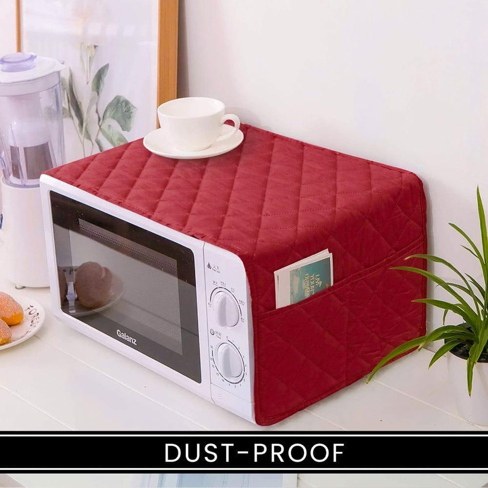 Microwave Cover Quilted Cotton Maroon Kitchen Protectant