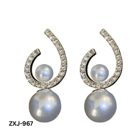Korean Style Pearl Earrings U-Shape Silver Gold