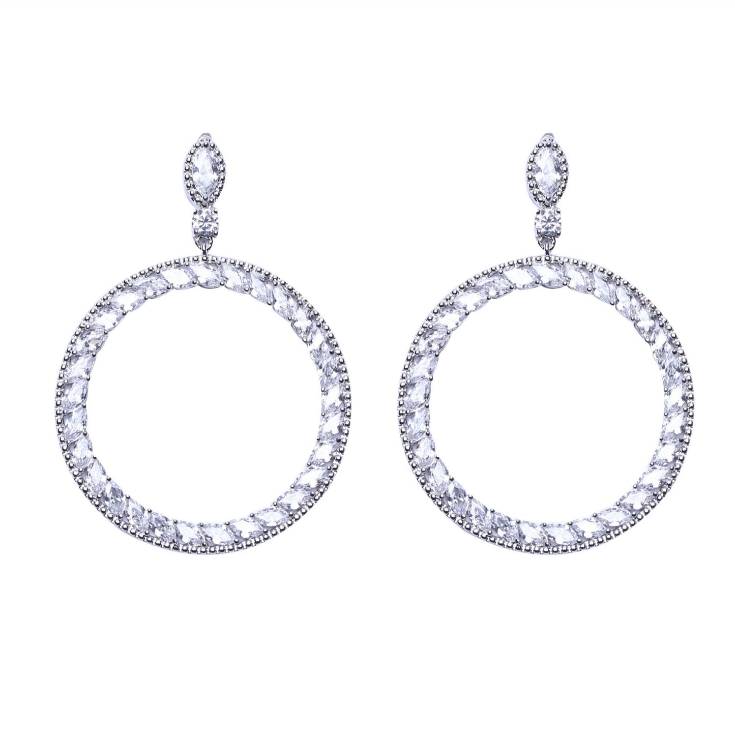 Geometric Circle Earrings S925 Silver Zircon Stones