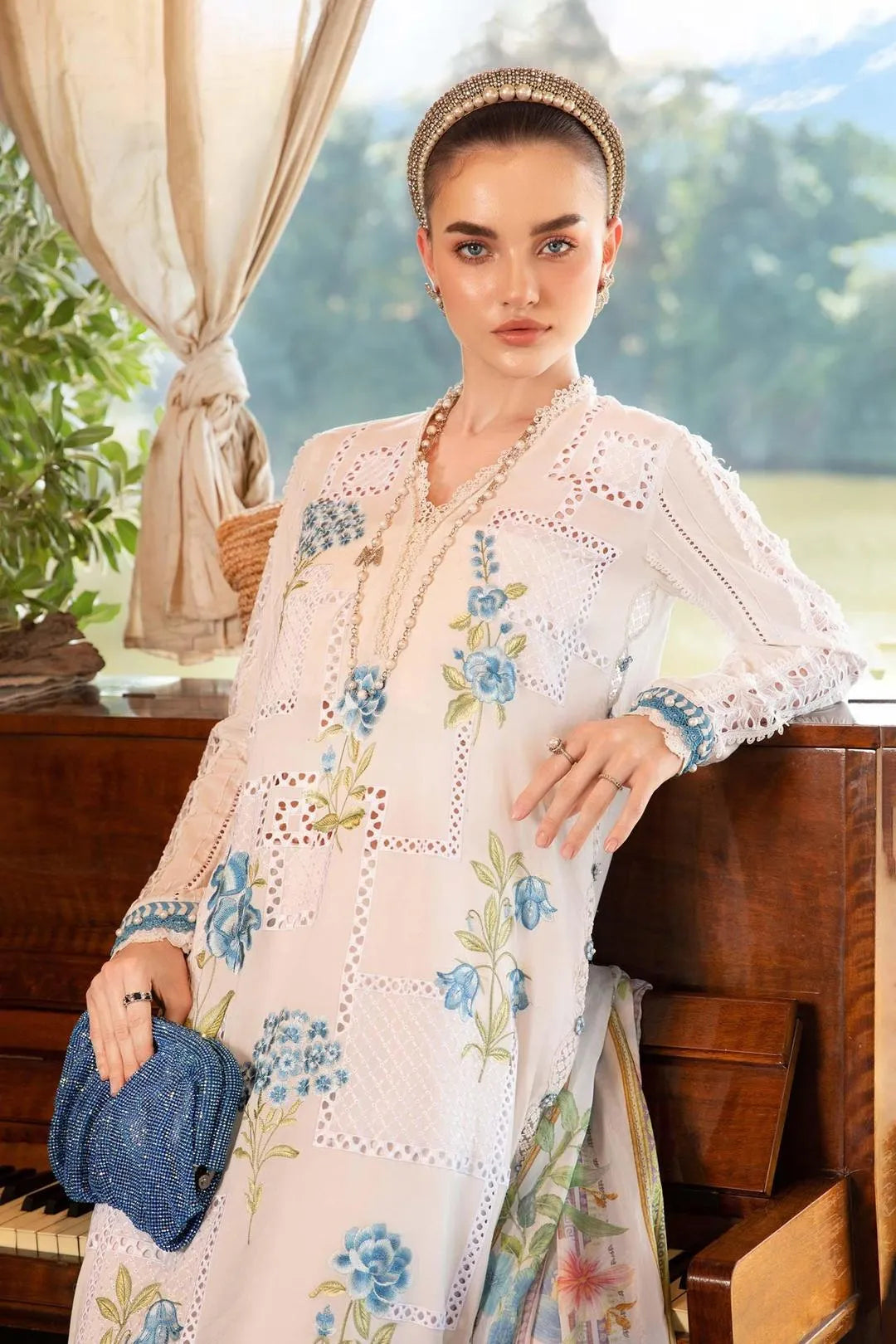 Digital Printed Lawn 3Pc Set Pink Blue Floral