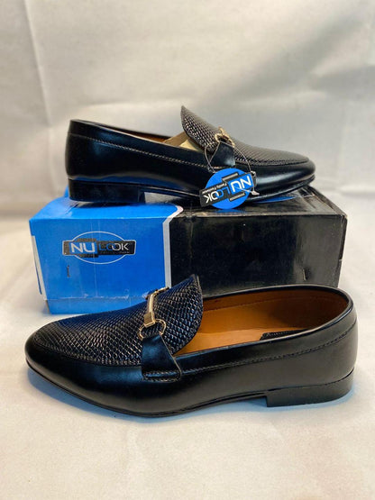 Men's Black Crocodile Texture Fancy Loafers