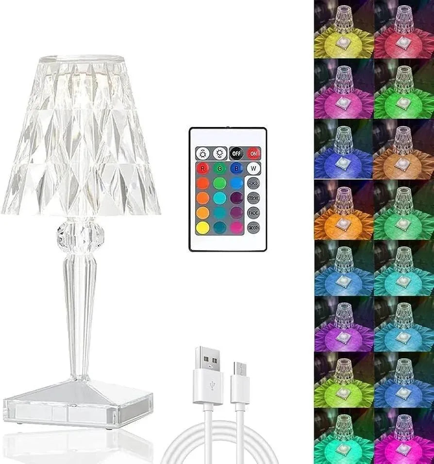 Rechargeable Crystal Table Lamp with Starburst Design