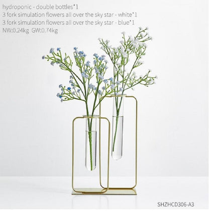 Golden Glass Vase for Home Decor Modern Minimalist