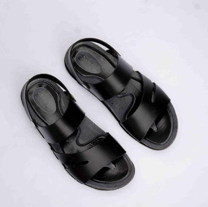 Men's Black Synthetic Leather Sandals Size 6-11