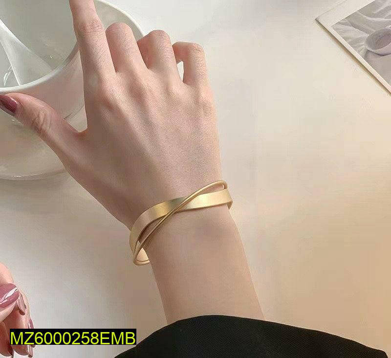 Women Zigzag X Gold Plated Bracelet Lightweight Party Wear