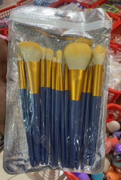 Navy Gold 12-Piece Blending Makeup Brush Set