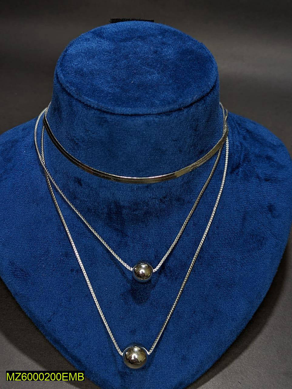 Three Layered Silver Plated Necklace for Women 29g