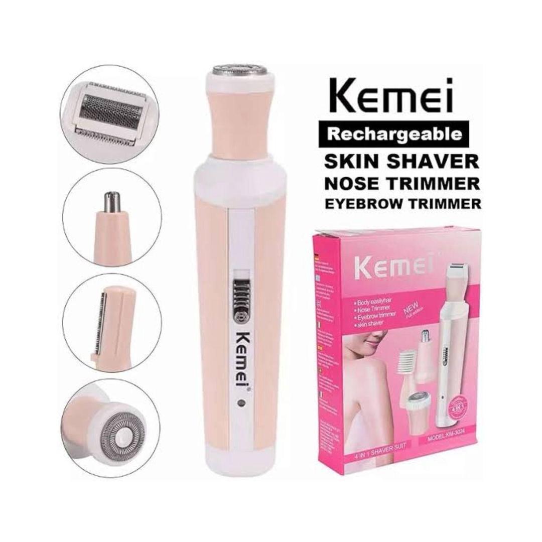Kemei 4 in 1 Lady's Shaver - Rechargeable Trimmer Set
