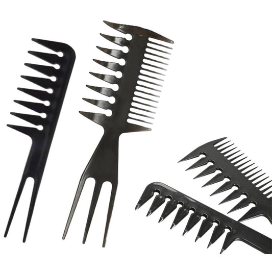 Professional Hair Comb Set 10 Pcs Black Plastic