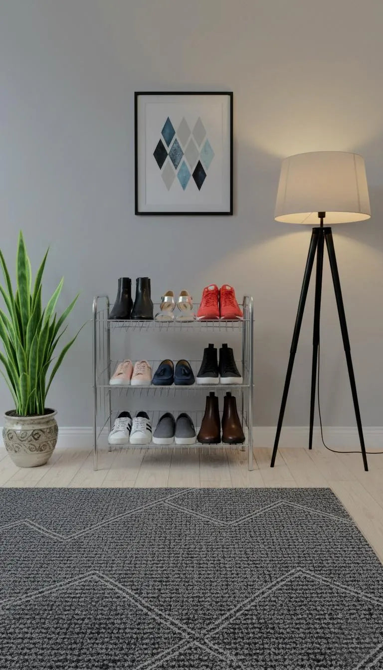 3-Tier Stainless Steel Shoe Rack Silver Minimalist