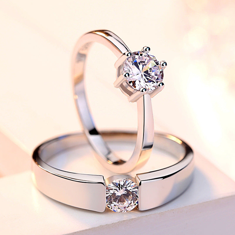Sterling Silver Couple Wedding Ring for Men Women