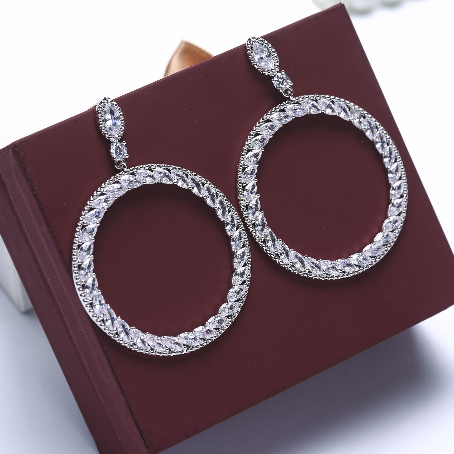Geometric Circle Earrings S925 Silver Zircon Stones