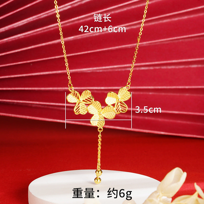 Gold Flower Necklace for Women Wedding Retro Style